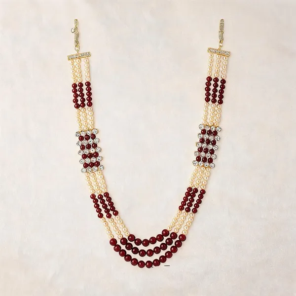 Maroon_And_Gold_Layered_Necklace_Alloy_For_Unisex_Pack_Of_1
