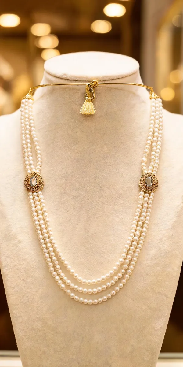 Gold_And_White_Layered_Necklace_Alloy_For_Unisex_Pack_Of_1