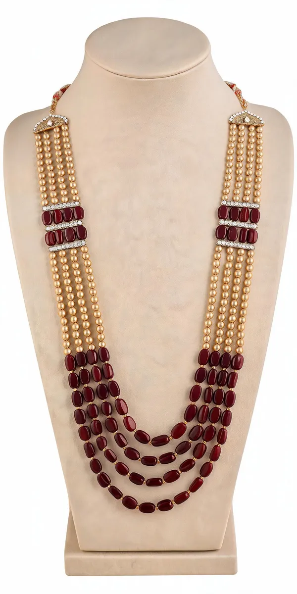 Maroon_Layered_Necklace_Alloy_For_Unisex_Pack_Of_1