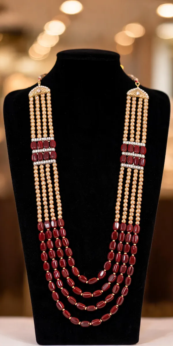 Maroon_Layered_Necklace_Alloy_For_Unisex_Pack_Of_1