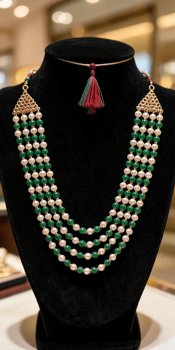 White_And_Green_Necklace_Alloy_For_Unisex_Pack_Of_1