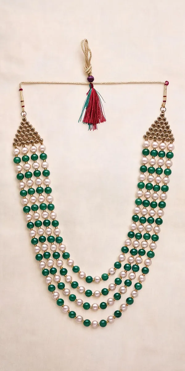 White_And_Green_Necklace_Alloy_For_Unisex_Pack_Of_1