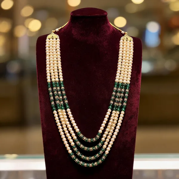 Green_And_Gold_Layered_Necklace_Alloy_For_Unisex_Pack_Of_1