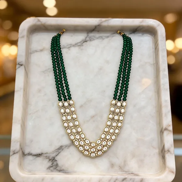 Green_And_Gold_Layered_Necklace_Alloy_For_Unisex_Pack_Of_1