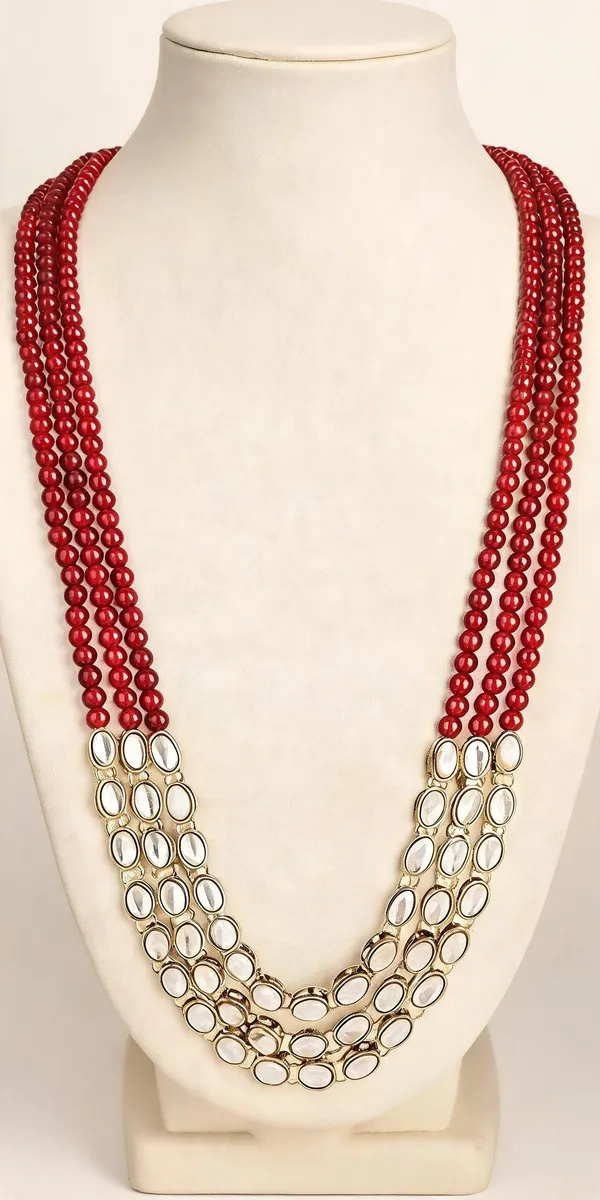 Red_And_Gold_Layered_Necklace_Alloy_For_Unisex_Pack_Of_1
