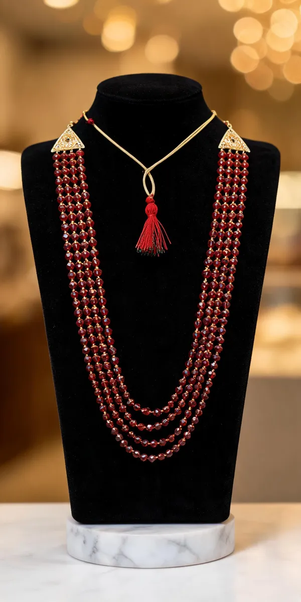 Maroon_Layered_Necklace_Alloy_For_Unisex_Pack_Of_1