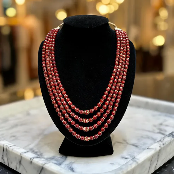 Maroon_Layered_Necklace_Alloy_For_Unisex_Pack_Of_1