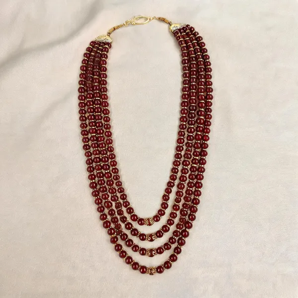 Maroon_Layered_Necklace_Alloy_For_Unisex_Pack_Of_1