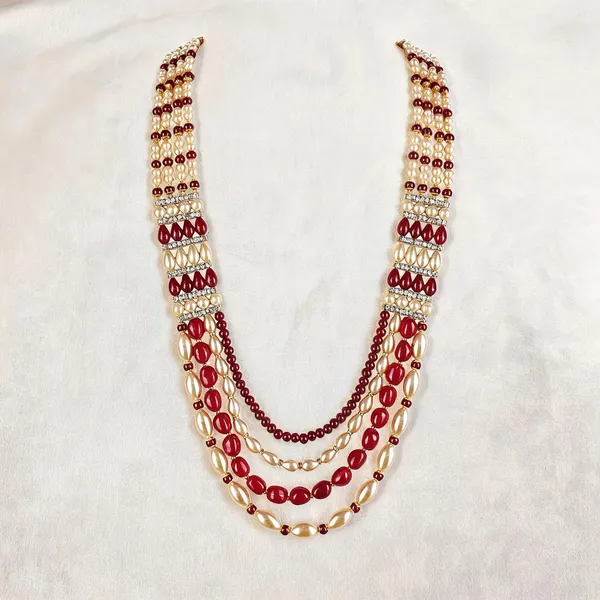 Maroon_And_Gold_Layered_Necklace_Alloy_For_Unisex_Pack_Of_1