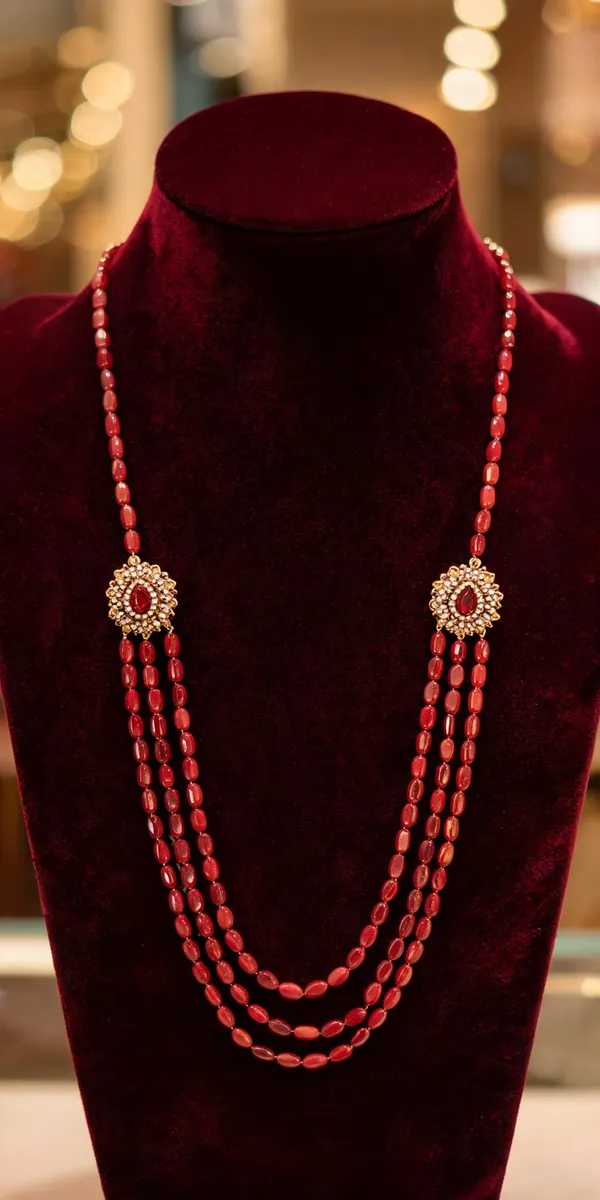 Maroon_And_Gold_Layered_Necklace_Alloy_For_Unisex_Pack_Of_1