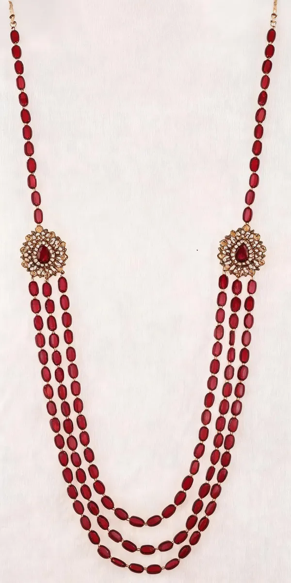 Maroon_And_Gold_Layered_Necklace_Alloy_For_Unisex_Pack_Of_1