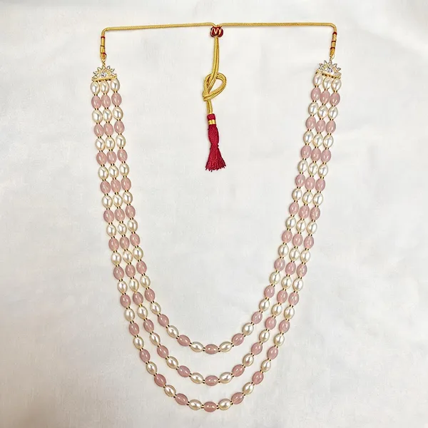 White_And_Pink_Layered_Necklace_Alloy_For_Unisex_Pack_Of_1
