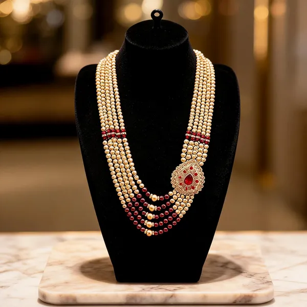Maroon_Layered_Necklace_Alloy_For_Unisex_Pack_Of_1