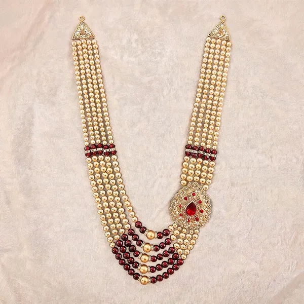 Maroon_Layered_Necklace_Alloy_For_Unisex_Pack_Of_1