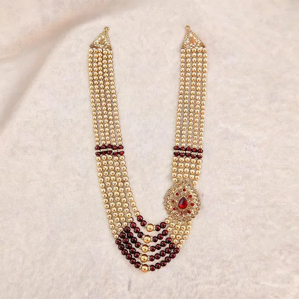 Maroon_And_Gold_Layered_Necklace_Alloy_For_Unisex_Pack_Of_1