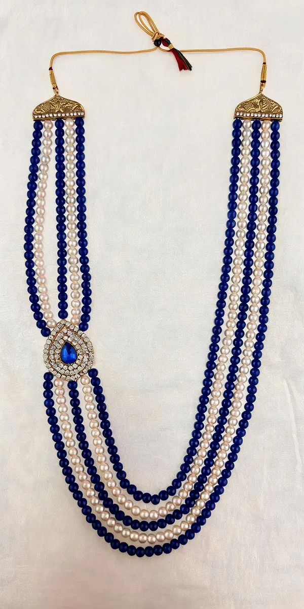 Blue_And_White_Layered_Necklace_Alloy_For_Unisex_Pack_Of_1