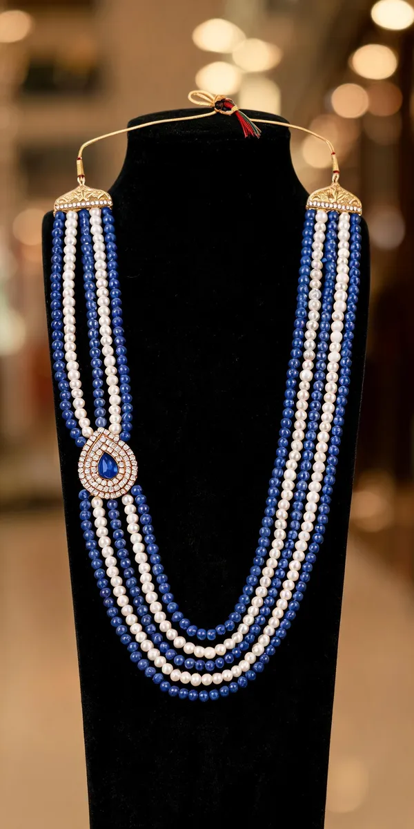 Blue_And_White_Layered_Necklace_Alloy_For_Unisex_Pack_Of_1