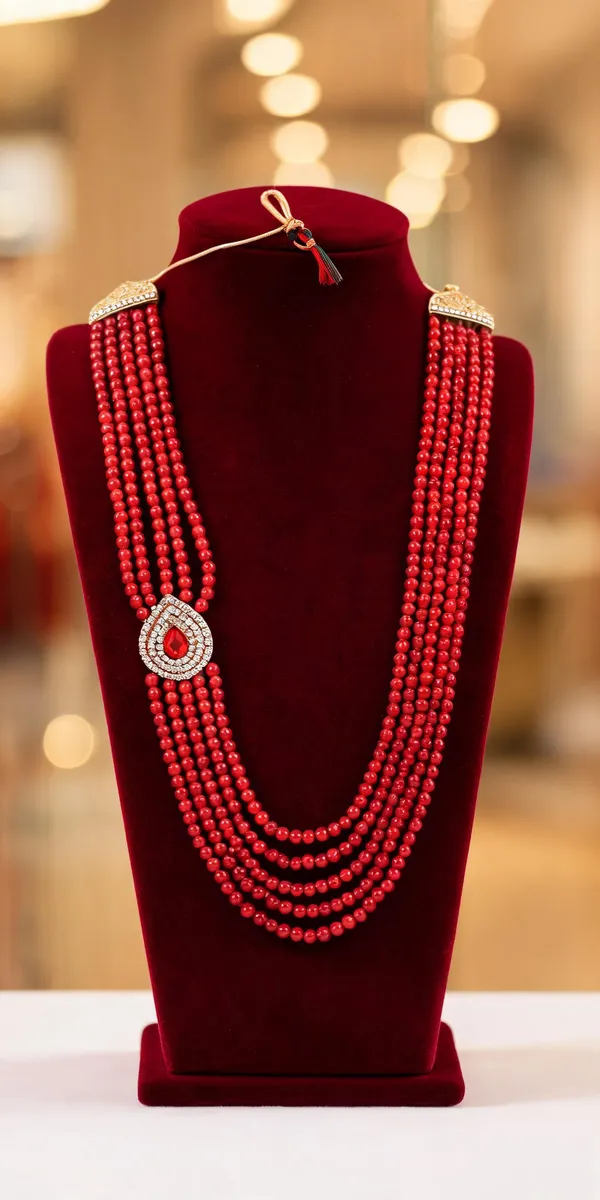 Red_Layered_Necklace_Alloy_For_Unisex_Pack_Of_1