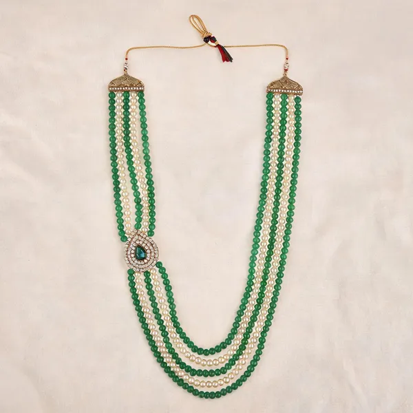 Green_And_White_Layered_Necklace_Alloy_For_Unisex_Pack_Of_1