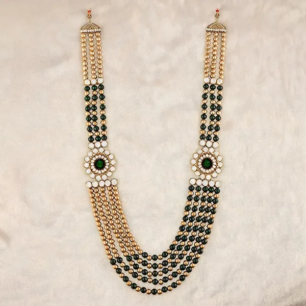 Green_And_Gold_Layered_Necklace_Alloy_For_Unisex_Pack_Of_1