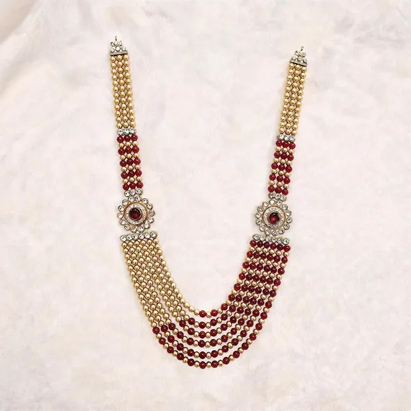 Gold_And_Maroon_Necklace_Alloy_For_Unisex_Pack_Of_1
