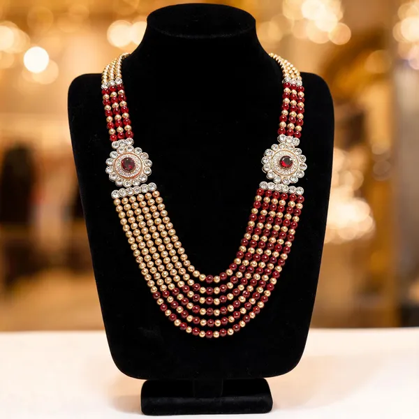 Maroon_And_Gold_Layered_Necklace_Alloy_For_Unisex_Pack_Of_1