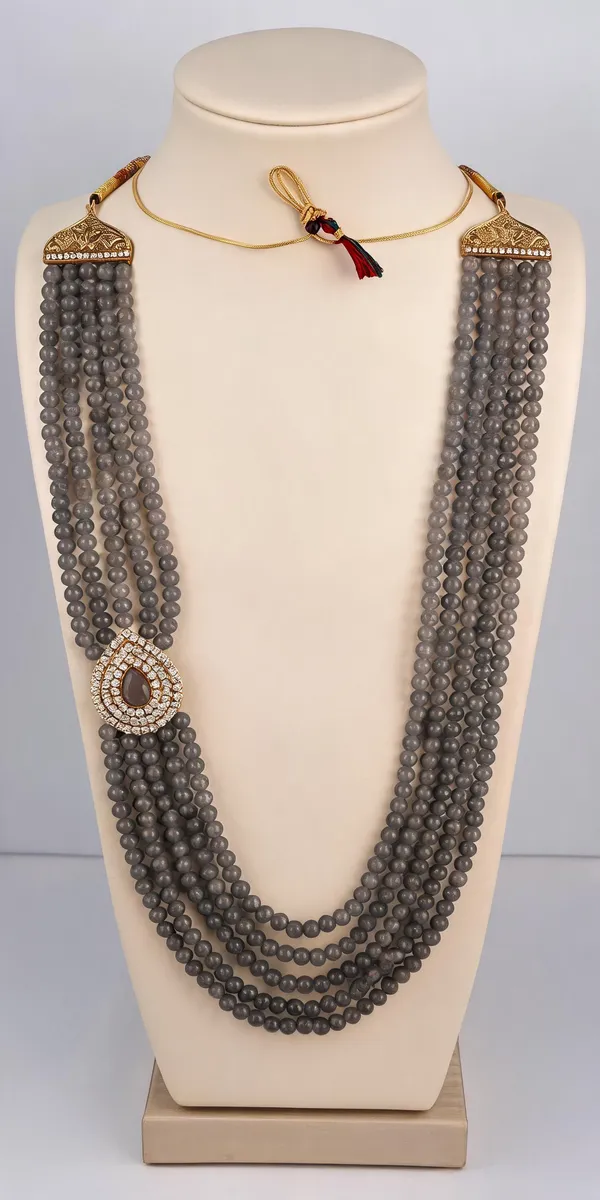 Grey_Layered_Necklace_Alloy_For_Unisex_Pack_Of_1