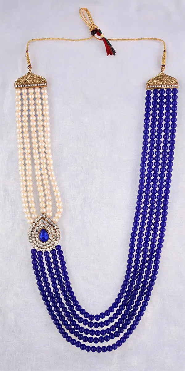 White_And_Blue_Layered_Necklace_Alloy_For_Unisex_Pack_Of_1