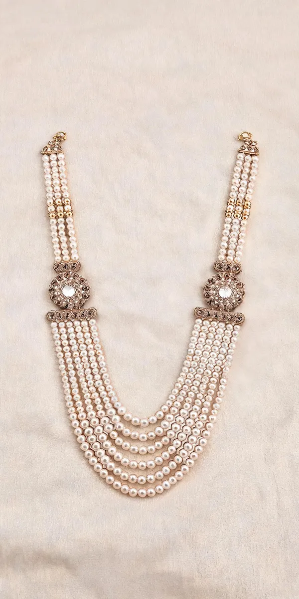 White_And_Gold_Layered_Necklace_Alloy_For_Unisex_Pack_Of_1