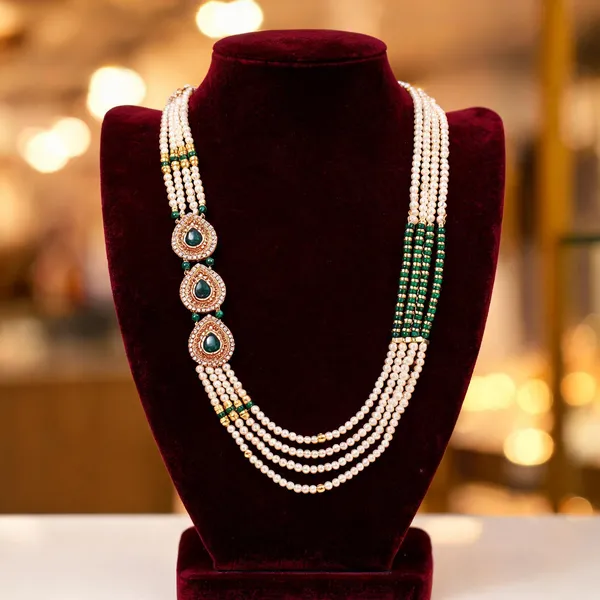 Green_And_White_Layered_Necklace_Alloy_For_Unisex_Pack_Of_1