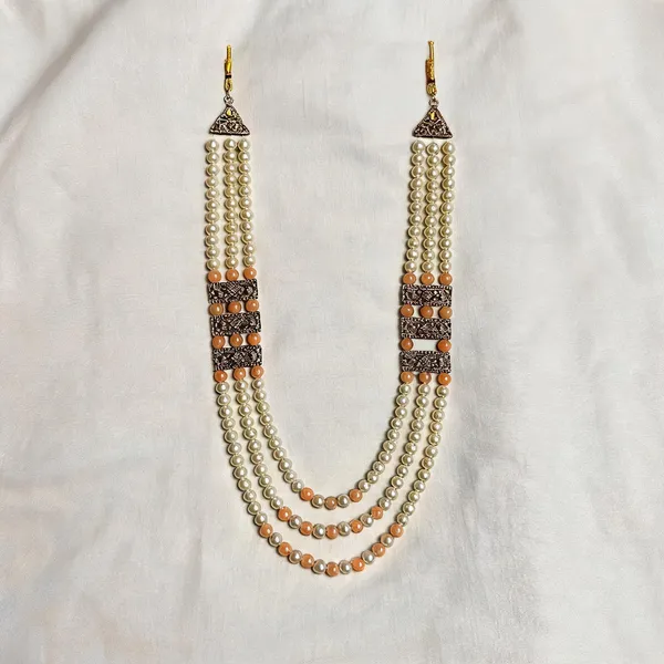 White_And_Orange_Layered_Necklace_Alloy_For_Unisex_Pack_Of_1