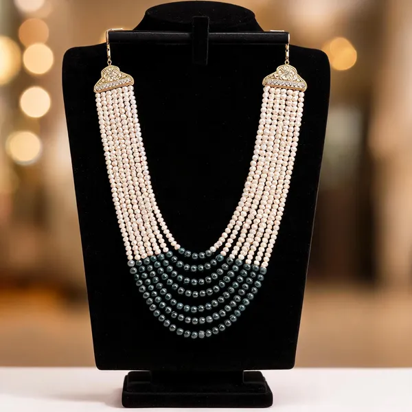 Green_And_White_Layered_Necklace_Alloy_For_Unisex_Pack_Of_1