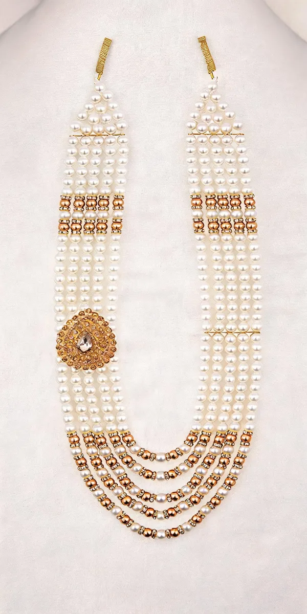 White_And_Gold_Layered_Necklace_Alloy_For_Unisex_Pack_Of_1