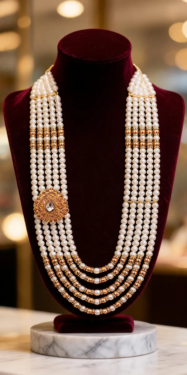 White_And_Gold_Layered_Necklace_Alloy_For_Unisex_Pack_Of_1