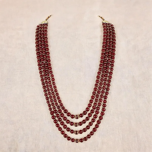 Maroon_Layered_Necklace_Alloy_For_Unisex_Pack_Of_1