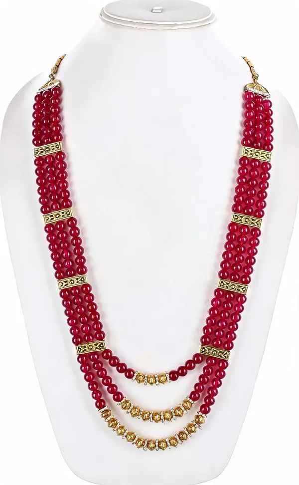 Maroon_And_Gold_Layered_Necklace_Alloy_For_Unisex_Pack_Of_1