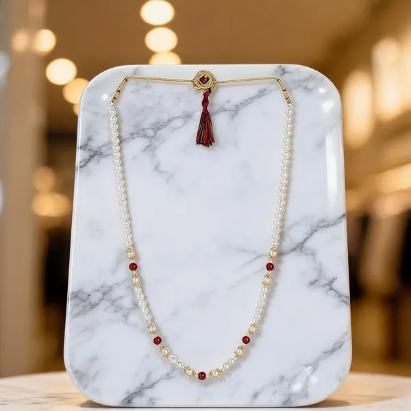 White_And_Maroon_Layered_Necklace_Alloy_For_Unisex_Pack_Of_1