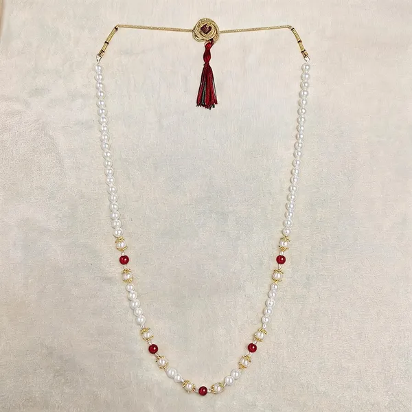 White_And_Maroon_Layered_Necklace_Alloy_For_Unisex_Pack_Of_1