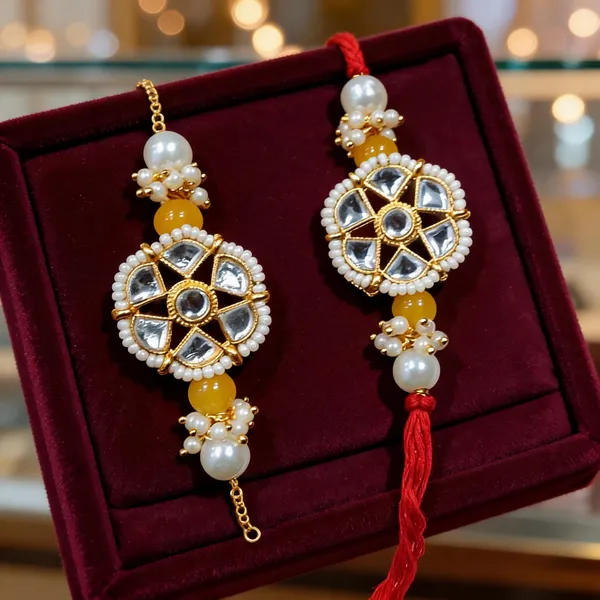 Yellow_Rakhi,_Lumba,_Bracelet,_Bluetooth_Rakhi,_Chawal_Roli_Pack_Alloy_For_Brother_And_Sister-In-Law_Pack_Of_2