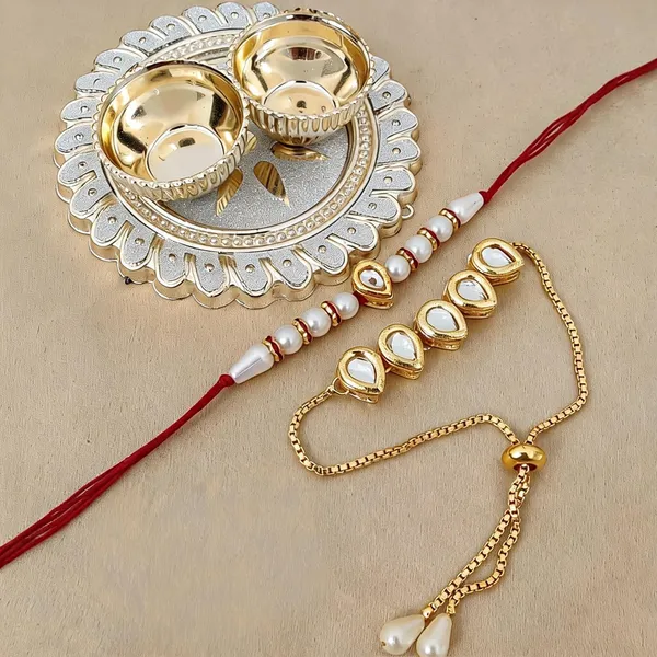 Multicolor_Rakhi,_Bracelet,_Thali_Alloy_For_Brother_And_Sister-In-Law_Pack_Of_1
