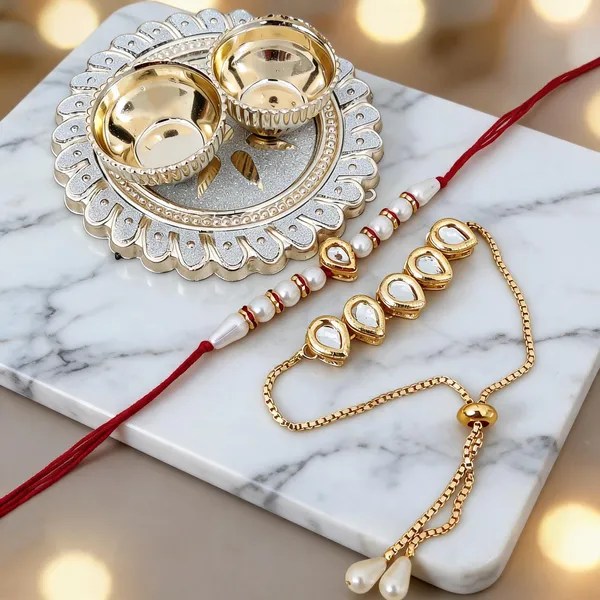 Multicolor_Rakhi,_Bracelet,_Thali_Alloy_For_Brother_And_Sister-In-Law_Pack_Of_1
