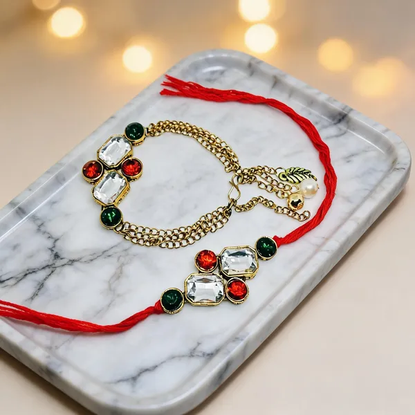 Red_And_Green_Rakhi,_Bracelet_Alloy_For_Women_And_Men_Pack_Of_2