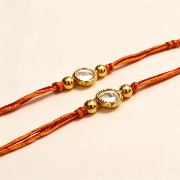 Golden_And_Multicolor_Rakhi_Alloy_For_Brother_And_Sister-In-Law_Pack_Of_2
