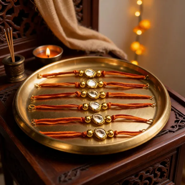 Golden_And_Multicolor_Rakhi_Alloy_For_Brother_And_Sister-In-Law_Pack_Of_2
