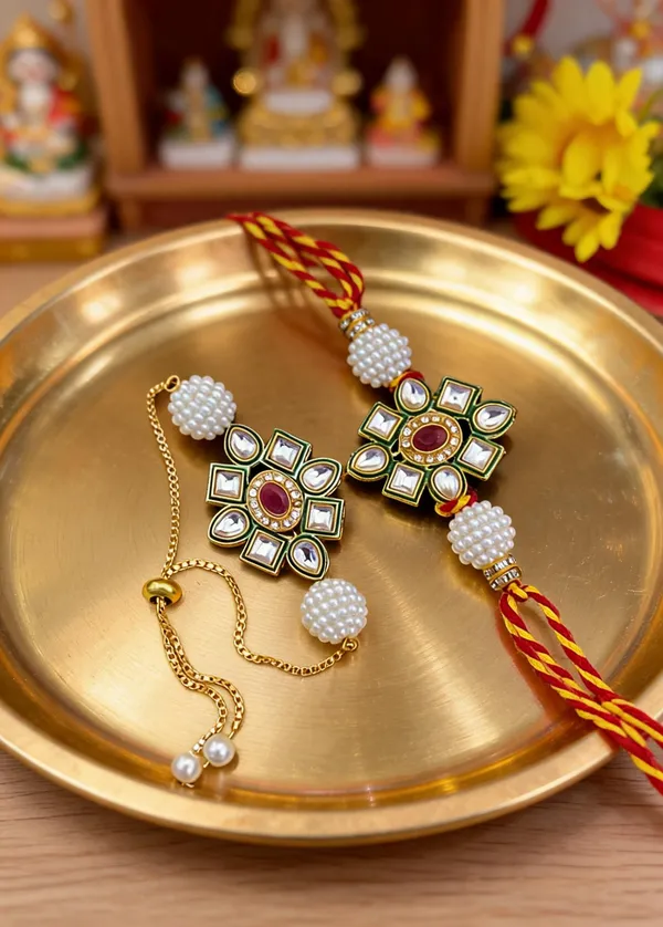 Multicolor_And_White_Rakhi,_Lumba_Alloy_For_Brother_And_Sister-In-Law_Pack_Of_2