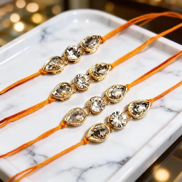 White_And_Yellow_Rakhi,_Lumba,_Bracelet_Alloy_For_Brother_And_Sister-In-Law_Pack_Of_2