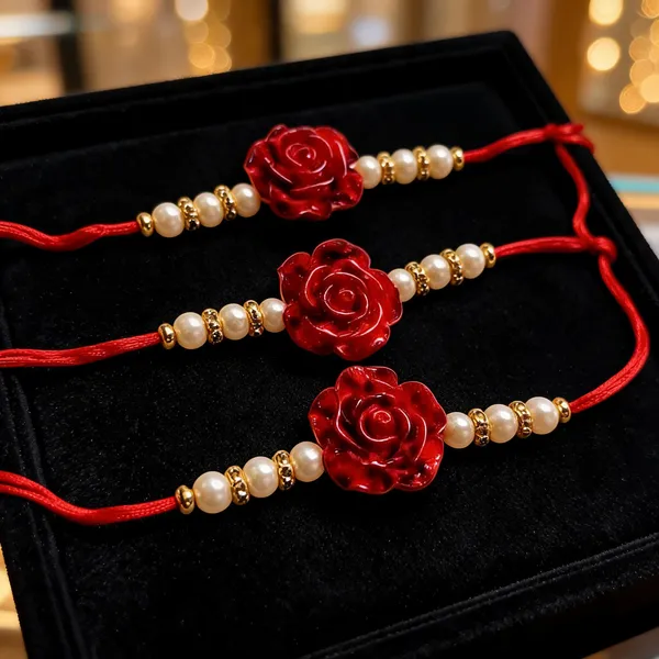 Red_And_White_Rakhi,_Lumba,_Bracelet_Alloy_For_Brother_And_Sister-In-Law_Pack_Of_2