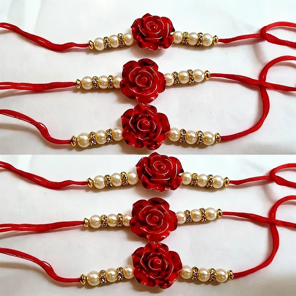 Red_And_White_Rakhi,_Lumba,_Bracelet_Alloy_For_Brother_And_Sister-In-Law_Pack_Of_2