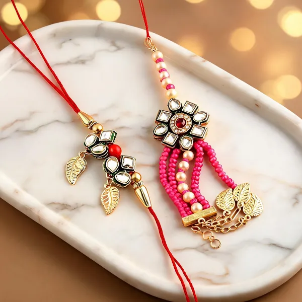 Multicolor_Rakhi,_Lumba,_Bracelet_Alloy_For_Brother_And_Sister-In-Law_Pack_Of_2