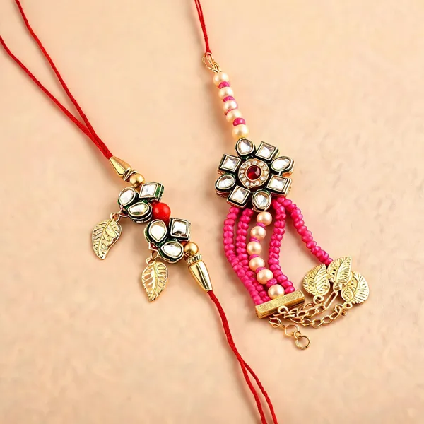 Multicolor_Rakhi,_Lumba,_Bracelet_Alloy_For_Brother_And_Sister-In-Law_Pack_Of_2